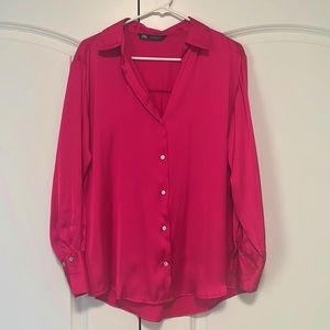 ZARA Satin Effect Basic Shirt